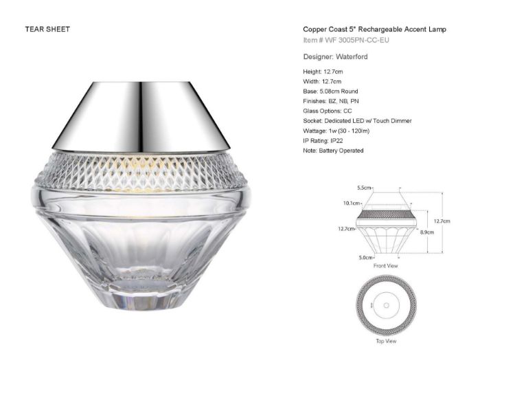 Picture of Copper Coast 5" Rechargeable Accent Lamp in Polished Nickel