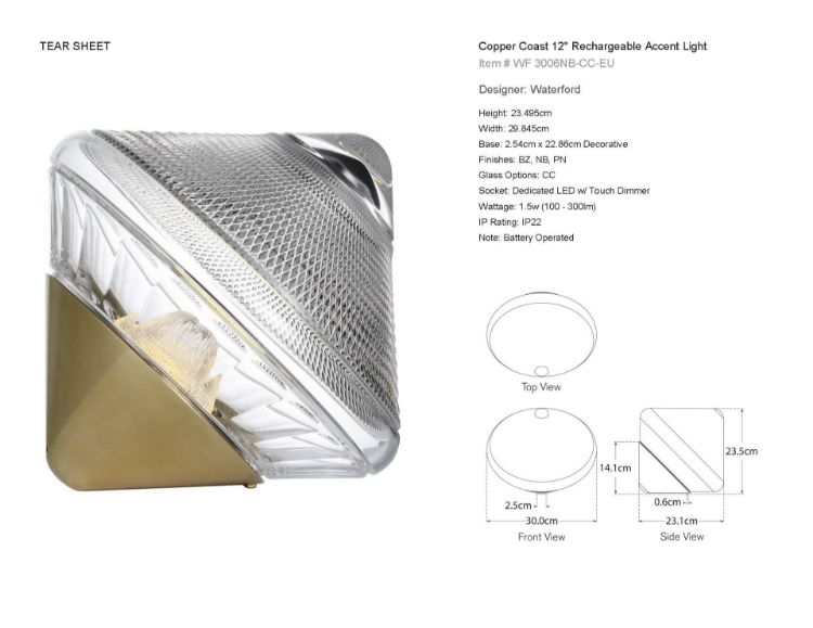 Picture of Copper Coast 12" Rechargeable Accent Light in Natural Brass