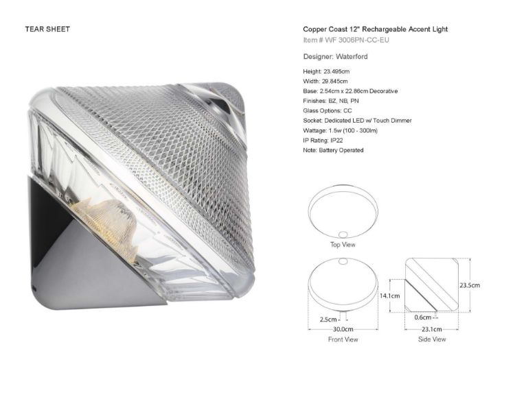 Picture of Copper Coast 12" Rechargeable Accent Light in Polished Nickel