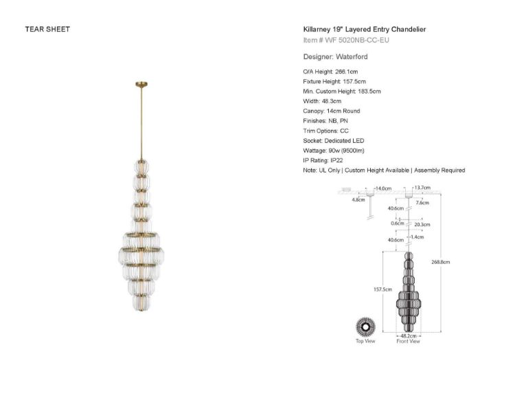 Picture of Killarney 19" Layered Entry Chandelier in Natural Brass