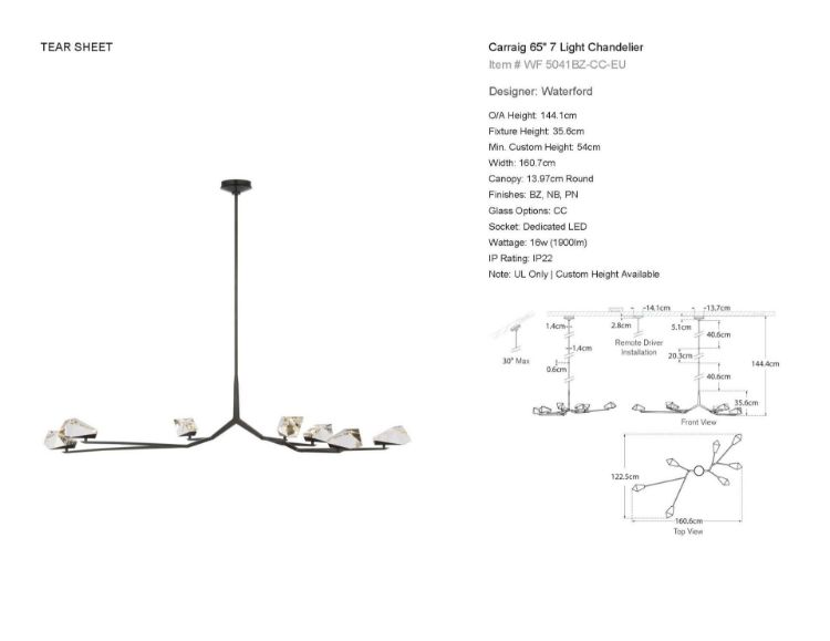 Picture of Carraig 65" 7 Light Chandelier in Bronze