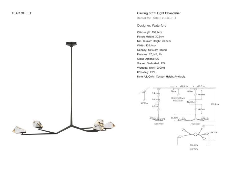 Picture of Carraig 53" 5 Light Chandelier in Bronze
