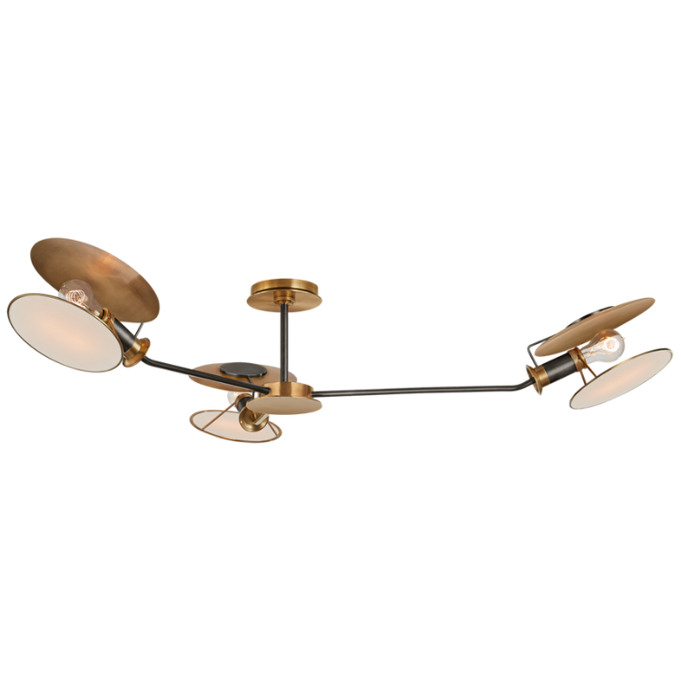 Picture of Osiris Large Asymmetric Semi-Flush Mount in Bronze with Antique Brass