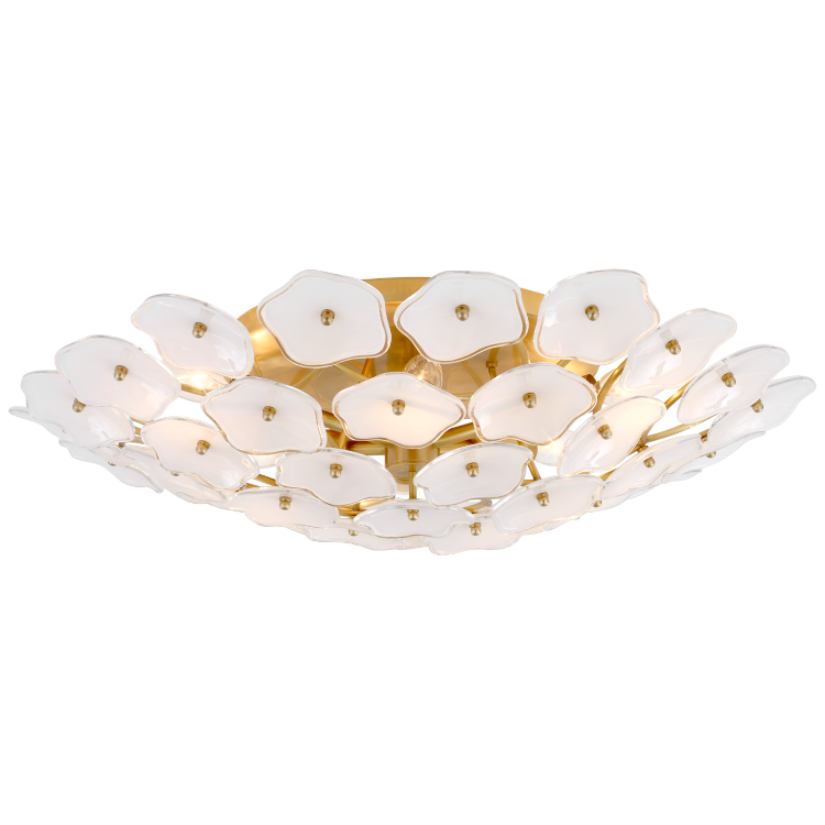 Picture of Leighton Large Flush Mount in Soft Brass with Cream Tinted Glass