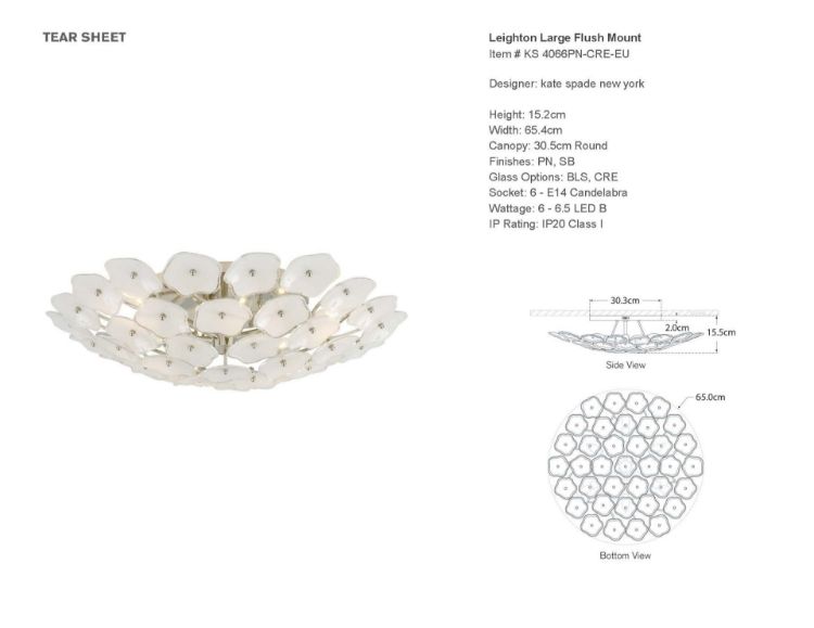 Picture of Leighton Large Flush Mount in Polished Nickel with Cream Tinted Glass