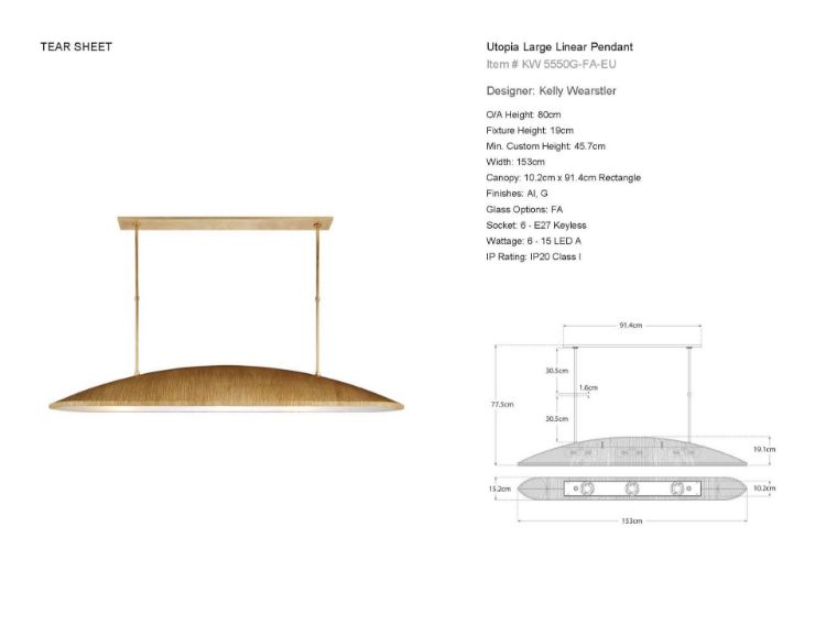 Picture of Utopia Large Linear Pendant in Gild